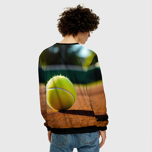 Мужской свитшот Теннисный мяч на закате / 3D-Черный – фото 4