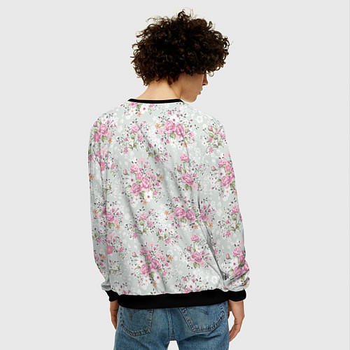 Мужской свитшот Flower pattern / 3D-Черный – фото 4
