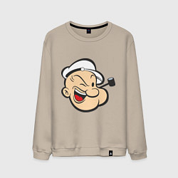 Свитшот хлопковый мужской Popeye Face, цвет: миндальный