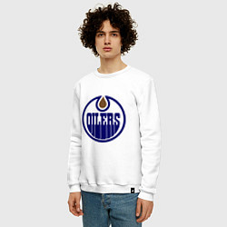 Свитшот хлопковый мужской Edmonton Oilers, цвет: белый — фото 2