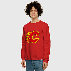 Свитшот хлопковый мужской Calgary Flames, цвет: красный — фото 2