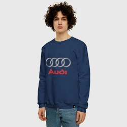 Свитшот хлопковый мужской Audi, цвет: тёмно-синий — фото 2