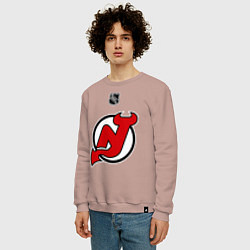 Свитшот хлопковый мужской New Jersey Devils: Kovalchuk 17, цвет: пыльно-розовый — фото 2