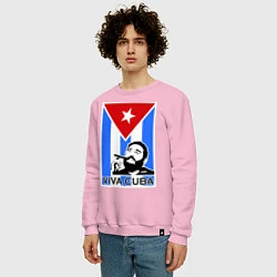 Свитшот хлопковый мужской Fidel: Viva, Cuba!, цвет: светло-розовый — фото 2