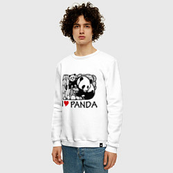 Свитшот хлопковый мужской I love panda, цвет: белый — фото 2