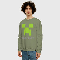 Свитшот хлопковый мужской Minecraft logo grey, цвет: авокадо — фото 2