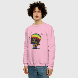 Свитшот хлопковый мужской Маленький Боб Марли, цвет: светло-розовый — фото 2