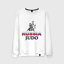 Свитшот хлопковый мужской Russia judo, цвет: белый