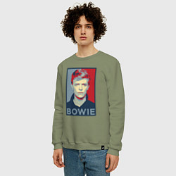 Свитшот хлопковый мужской Bowie Poster, цвет: авокадо — фото 2