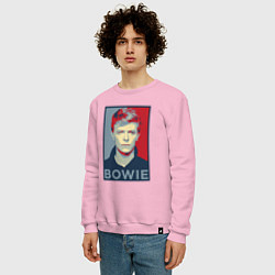 Свитшот хлопковый мужской Bowie Poster, цвет: светло-розовый — фото 2