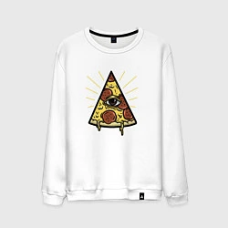 Свитшот хлопковый мужской Божественная пицца, цвет: белый
