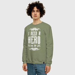 Свитшот хлопковый мужской Skillet: I need a Hero, цвет: авокадо — фото 2