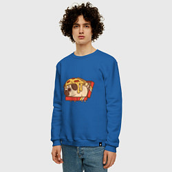 Свитшот хлопковый мужской Мопс-пицца, цвет: синий — фото 2