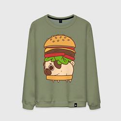 Свитшот хлопковый мужской Мопс-бургер, цвет: авокадо