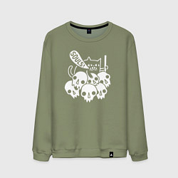 Свитшот хлопковый мужской Cat Got Your Soul, цвет: авокадо
