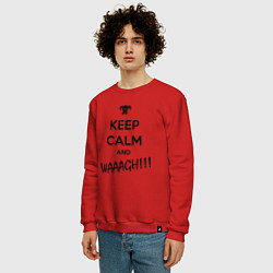 Свитшот хлопковый мужской Keep Calm & WAAAGH, цвет: красный — фото 2