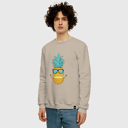 Свитшот хлопковый мужской Безбашенный ананас, цвет: миндальный — фото 2