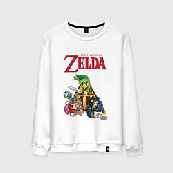 Свитшот хлопковый мужской Zelda: Tri force heroes, цвет: белый
