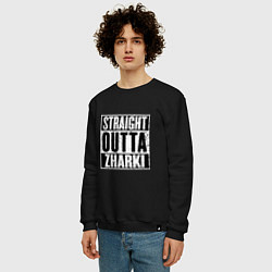 Свитшот хлопковый мужской Straight Outta Zharki, цвет: черный — фото 2