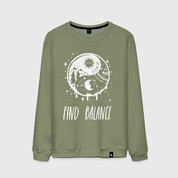 Свитшот хлопковый мужской Find Balance, цвет: авокадо