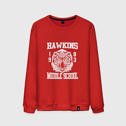 Свитшот хлопковый мужской Hawkins Middle School, цвет: красный