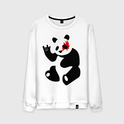 Свитшот хлопковый мужской Panda rock, цвет: белый