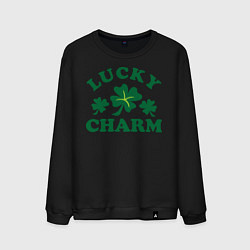 Свитшот хлопковый мужской Lucky charm - клевер, цвет: черный