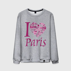 Свитшот хлопковый мужской I love Paris, цвет: меланж