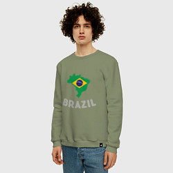 Свитшот хлопковый мужской Brazil Country, цвет: авокадо — фото 2