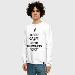 Свитшот хлопковый мужской Keep Calm & Go To Hogwarts, цвет: белый — фото 2
