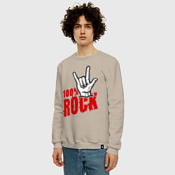Свитшот хлопковый мужской 100% Rock, цвет: миндальный — фото 2