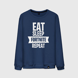 Свитшот хлопковый мужской Eat Sleep Fortnite Repeat, цвет: тёмно-синий