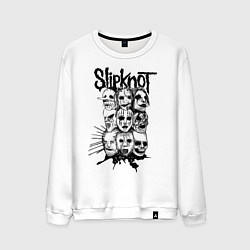 Свитшот хлопковый мужской Slipknot Faces, цвет: белый