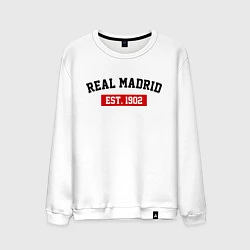 Свитшот хлопковый мужской FC Real Madrid Est. 1902, цвет: белый
