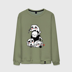 Свитшот хлопковый мужской CAT GOT YOUR SOUL, цвет: авокадо