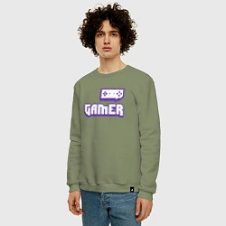 Свитшот хлопковый мужской Twitch Gamer, цвет: авокадо — фото 2