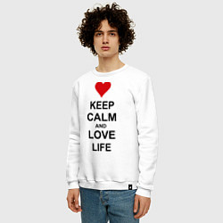 Свитшот хлопковый мужской Keep Calm & Love Life, цвет: белый — фото 2