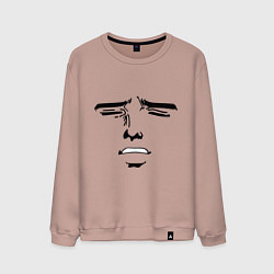Свитшот хлопковый мужской Лицо в стиле аниме, цвет: пыльно-розовый