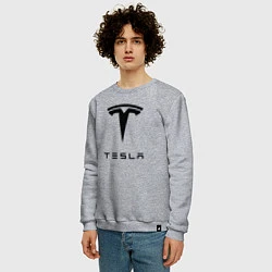 Свитшот хлопковый мужской TESLA Mobile, цвет: меланж — фото 2