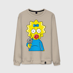 Свитшот хлопковый мужской Мэгги с револьвером, цвет: миндальный