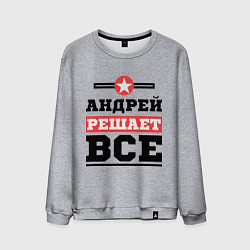 Свитшот хлопковый мужской Андрей решает все, цвет: меланж