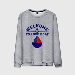 Свитшот хлопковый мужской Welcome to love boat, цвет: меланж