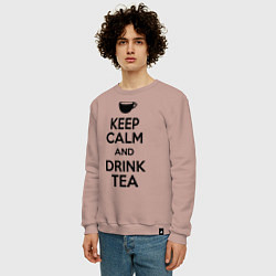 Свитшот хлопковый мужской Keep Calm & Drink Tea, цвет: пыльно-розовый — фото 2