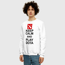 Свитшот хлопковый мужской Keep Calm & Play Dota, цвет: белый — фото 2