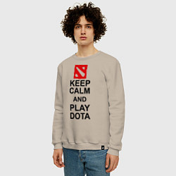 Свитшот хлопковый мужской Keep Calm & Play Dota, цвет: миндальный — фото 2