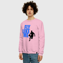 Свитшот хлопковый мужской Fly like me, цвет: светло-розовый — фото 2