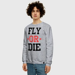 Свитшот хлопковый мужской Fly or Die, цвет: меланж — фото 2