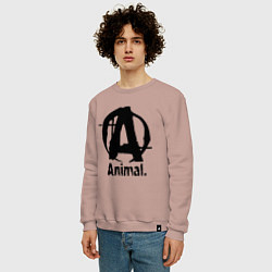 Свитшот хлопковый мужской Animal Logo, цвет: пыльно-розовый — фото 2