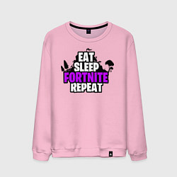 Свитшот хлопковый мужской Eat, Sleep, Fortnite, Repeat, цвет: светло-розовый