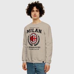 Свитшот хлопковый мужской Milan: I Rossoneri, цвет: миндальный — фото 2